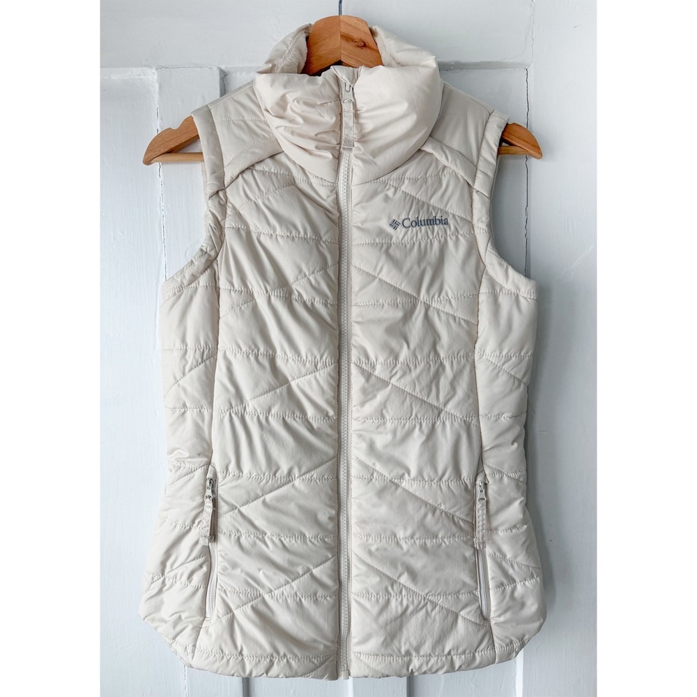Columbia Cream Quilted Puffer Vest Lightweight Zip Up